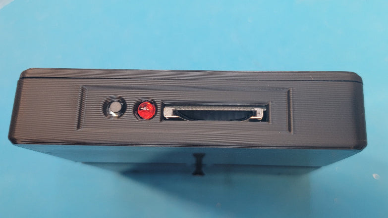 BoysonTech version of the CoCo SDC side view showing the SDC card reader slot, drive select button, and red LED.